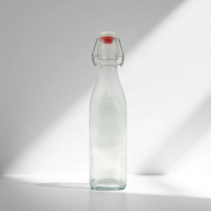 Damoo 1L Clear Glass Swing Top Bottle with Airtight Stopper – Reusable Beverage Storage Bottle for Water, Juice, Oil, Vinegar, Kombucha & More – Leakproof & Eco-Friendly - Damoo