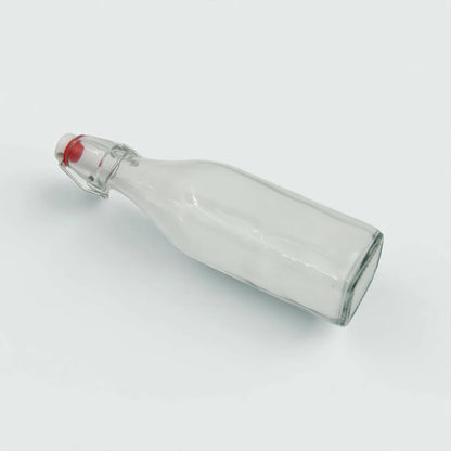 Damoo 1L Clear Glass Swing Top Bottle with Airtight Stopper – Reusable Beverage Storage Bottle for Water, Juice, Oil, Vinegar, Kombucha & More – Leakproof & Eco-Friendly - Damoo
