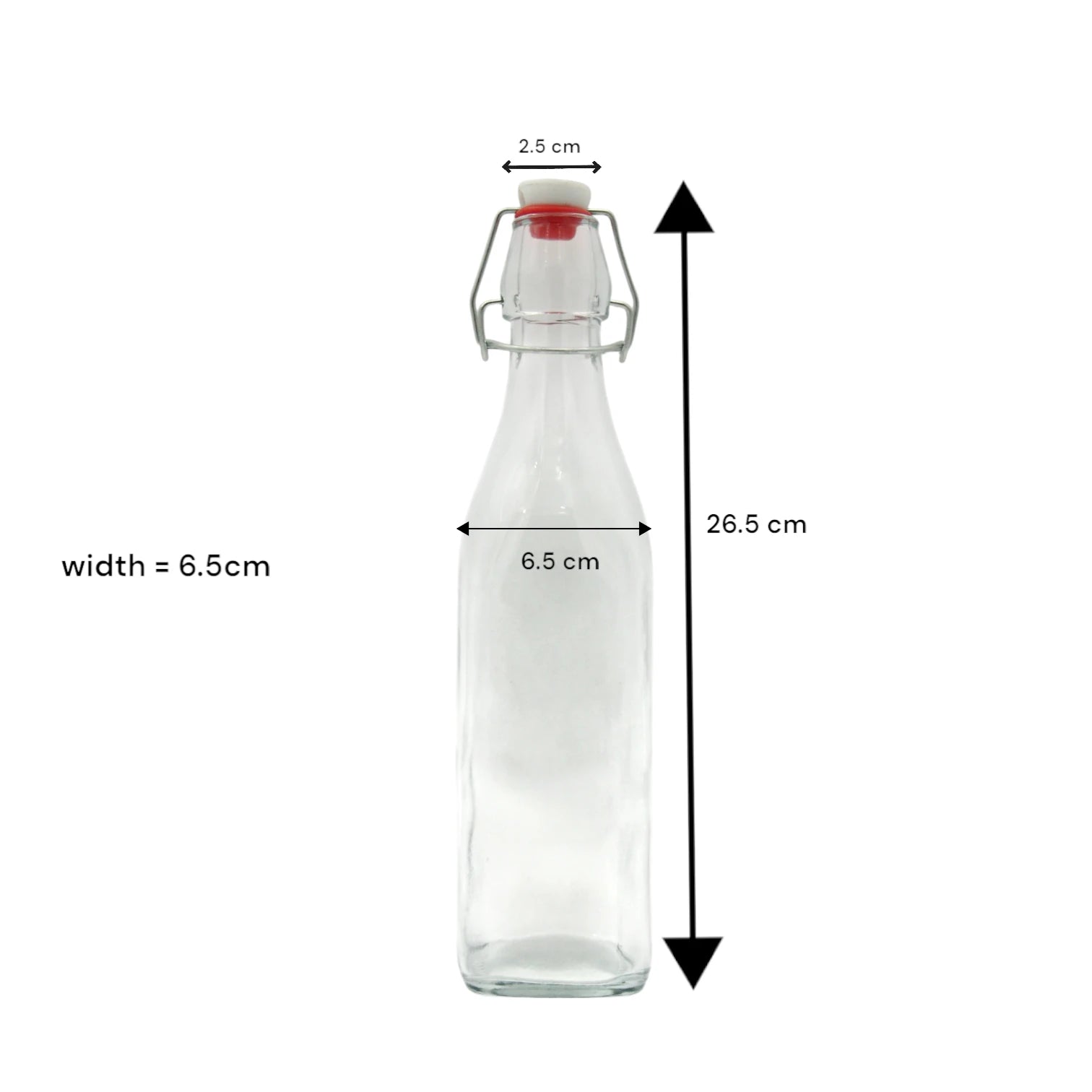 Damoo 1L Clear Glass Swing Top Bottle with Airtight Stopper – Reusable Beverage Storage Bottle for Water, Juice, Oil, Vinegar, Kombucha & More – Leakproof & Eco-Friendly - Damoo