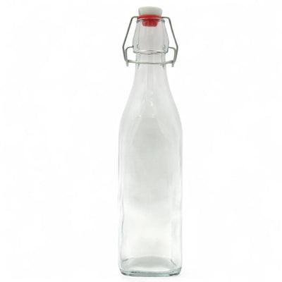 Damoo 1L Clear Glass Swing Top Bottle with Airtight Stopper – Reusable Beverage Storage Bottle for Water, Juice, Oil, Vinegar, Kombucha & More – Leakproof & Eco-Friendly - Damoo