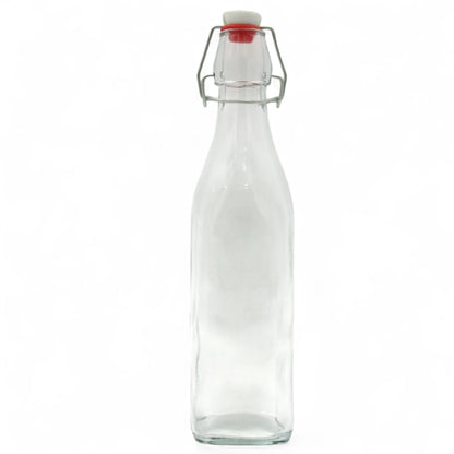 Damoo 1L Clear Glass Swing Top Bottle with Airtight Stopper – Reusable Beverage Storage Bottle for Water, Juice, Oil, Vinegar, Kombucha & More – Leakproof & Eco-Friendly - Damoo