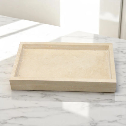 Damoo 3-Piece Natural Stone Incense Burner Set – Rectangular Tray, Ash Catcher, and Tower Diffuser with Metal Holder – Handcrafted Beige Marble Look" - Damoo