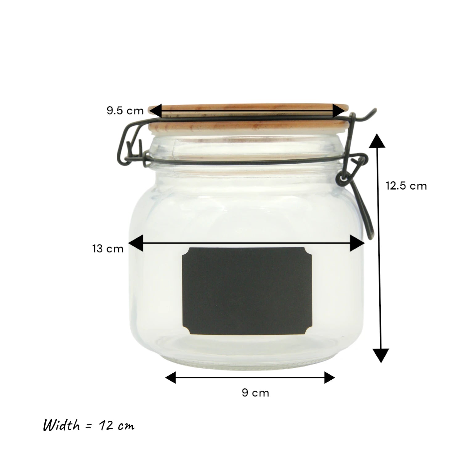 Damoo 750ml Glass Storage Jar with Airtight Wooden Lid & Chalkboard Label – Food-Grade Container for Pantry, Herbs, Spices, and Snacks - Damoo