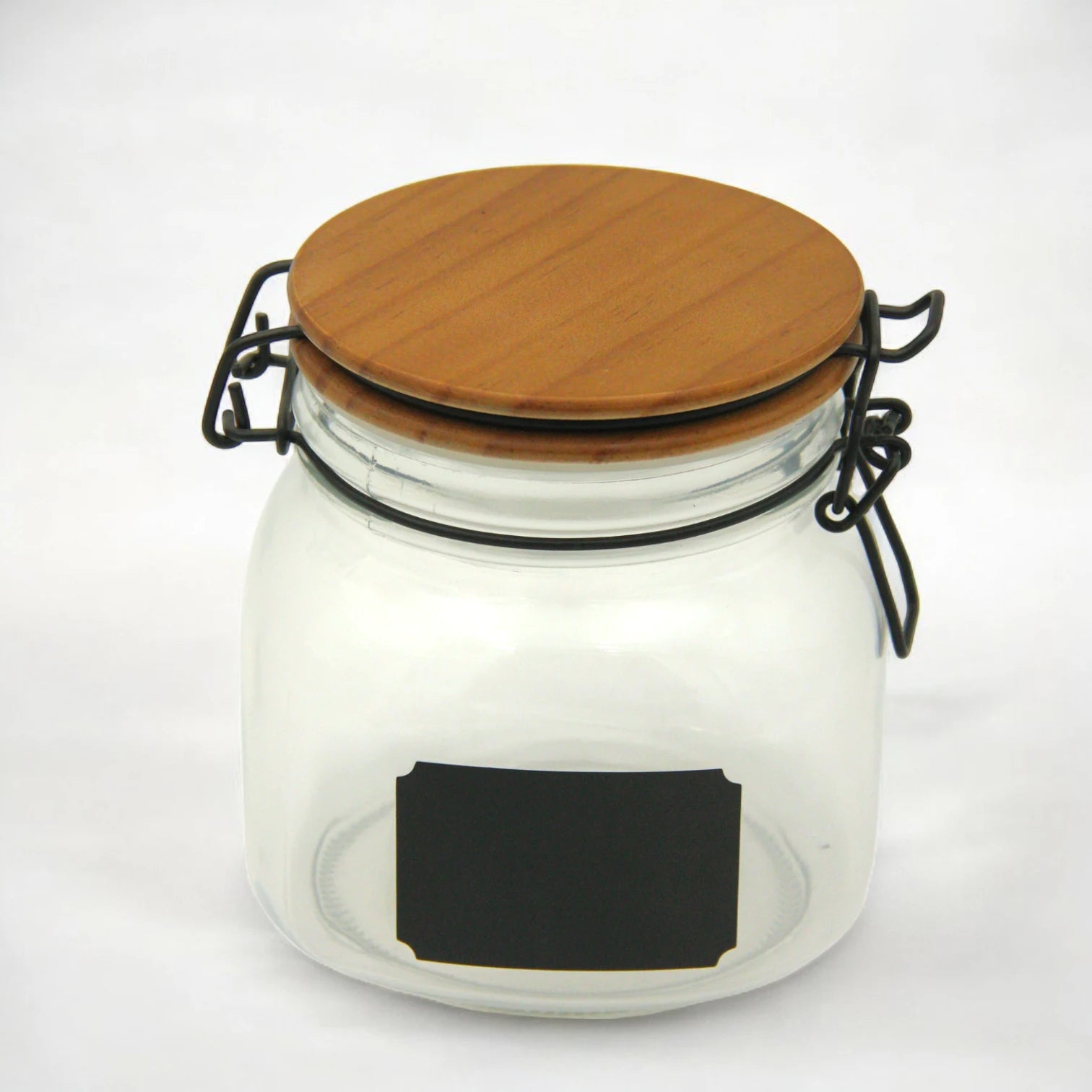 Damoo 750ml Glass Storage Jar with Airtight Wooden Lid & Chalkboard Label – Food-Grade Container for Pantry, Herbs, Spices, and Snacks - Damoo