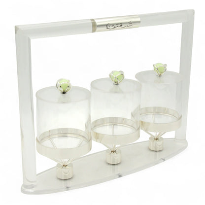 Damoo Acrylic Serving Jars with 3 Lidded – Elegant Candy, Dates, and Nut Display Organizer for Ramadan, Eid, and Home Entertaining - Damoo