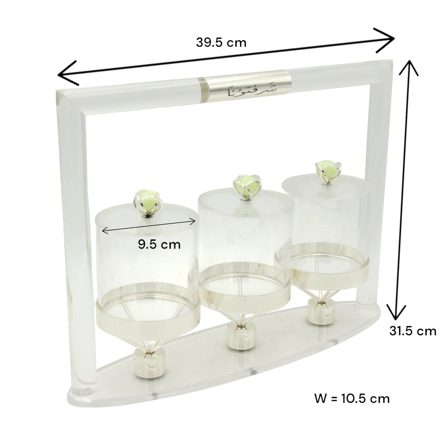Damoo Acrylic Serving Jars with 3 Lidded – Elegant Candy, Dates, and Nut Display Organizer for Ramadan, Eid, and Home Entertaining - Damoo