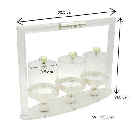 Damoo Acrylic Serving Jars with 3 Lidded – Elegant Candy, Dates, and Nut Display Organizer for Ramadan, Eid, and Home Entertaining - Damoo