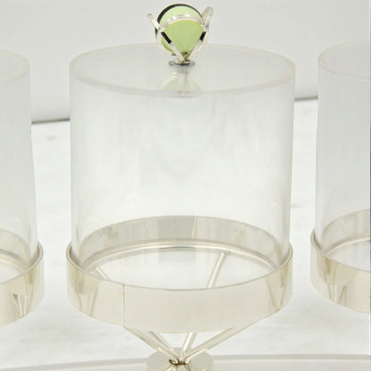 Damoo Acrylic Serving Jars with 3 Lidded – Elegant Candy, Dates, and Nut Display Organizer for Ramadan, Eid, and Home Entertaining - Damoo