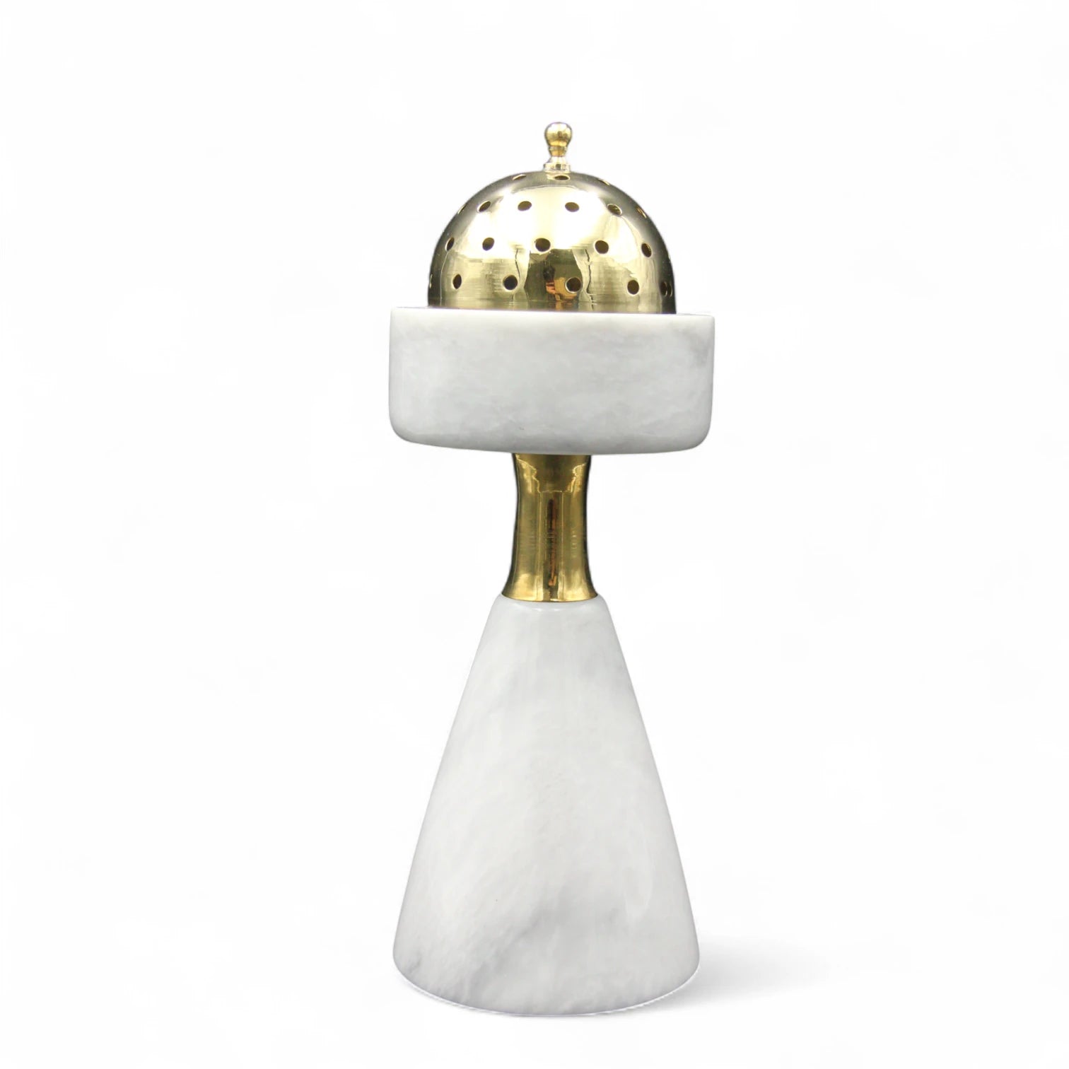 Damoo Arabic Design White Travertine Mabkhara – Handcrafted Marble Incense Burner for Bukhoor, Oud, and Bakhoor | Stone Mobkhar for Elegant Middle Eastern Decor - Damoo