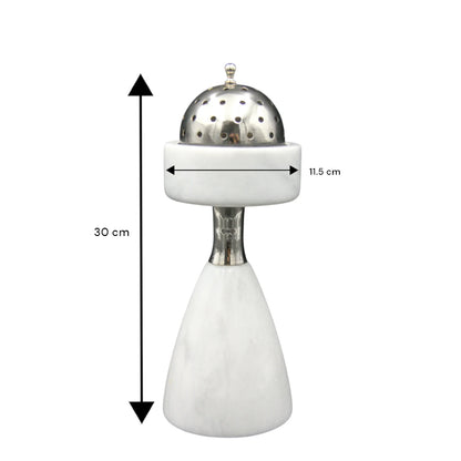 Damoo Arabic Design White Travertine Mabkhara – Handcrafted Marble Incense Burner for Bukhoor, Oud, and Bakhoor | Stone Mobkhar for Elegant Middle Eastern Decor - Damoo