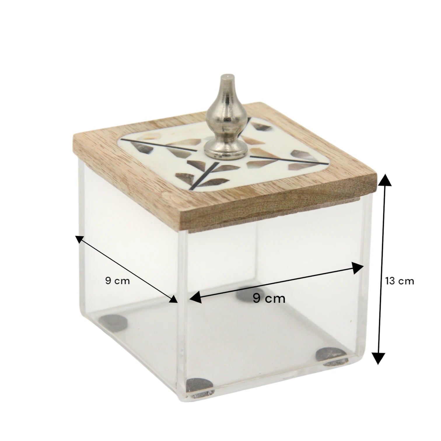 Damoo Arabic-Inspired Luxury Incense Burner Set with Floral Wood – Includes Decorative Metal Mabkhara & Clear Storage Box with Wooden Lid for Oud, Bukhoor - Damoo