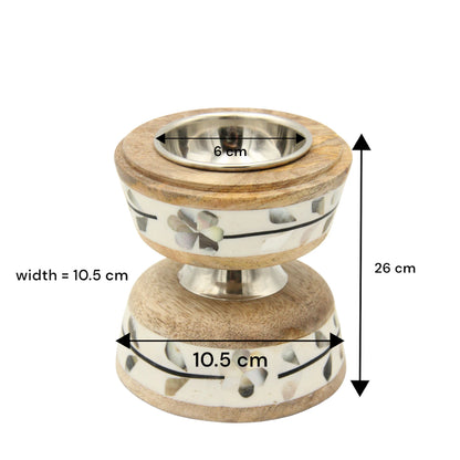 Damoo Arabic-Inspired Luxury Incense Burner Set with Floral Wood – Includes Decorative Metal Mabkhara & Clear Storage Box with Wooden Lid for Oud, Bukhoor - Damoo