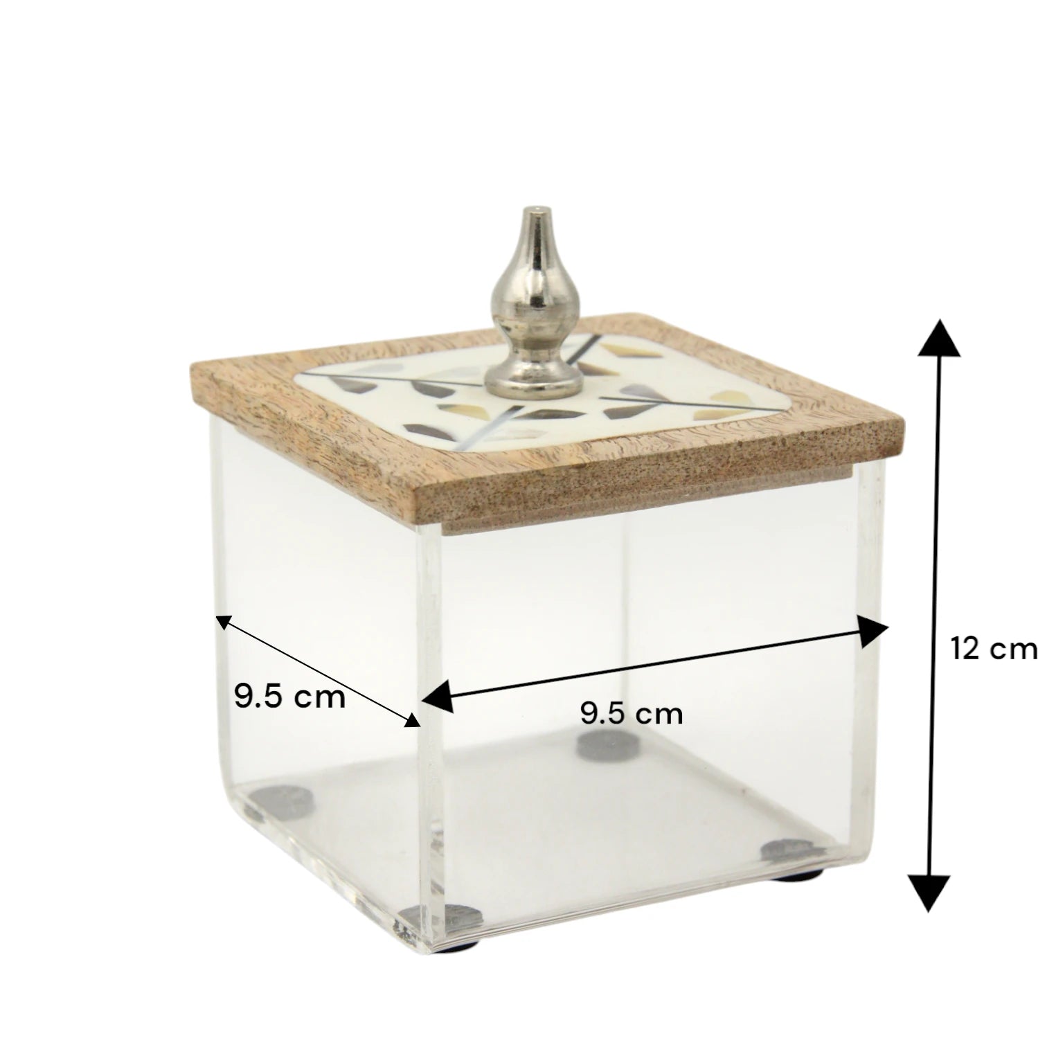 Damoo Arabic-Inspired Luxury Incense Burner Set with Floral Wood – Includes Decorative Metal Mabkhara & Clear Storage Box with Wooden Lid for Oud, Bukhoor - Damoo