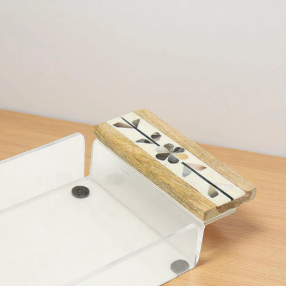 Damoo Arabic-Inspired Luxury Incense Burner Set with Floral Wood – Includes Decorative Metal Mabkhara & Clear Storage Box with Wooden Lid for Oud, Bukhoor - Damoo