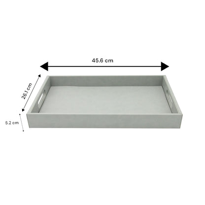 Damoo Black Faux Leather Serving Tray with Handles – Rectangular Organizer Tray for Kitchen, Office, Coffee Table, or Bathroom - Damoo