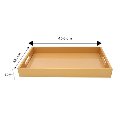 Damoo Black Faux Leather Serving Tray with Handles – Rectangular Organizer Tray for Kitchen, Office, Coffee Table, or Bathroom - Damoo