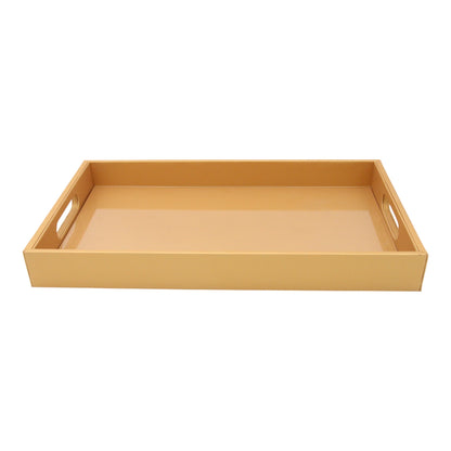 Damoo Black Faux Leather Serving Tray with Handles – Rectangular Organizer Tray for Kitchen, Office, Coffee Table, or Bathroom - Damoo