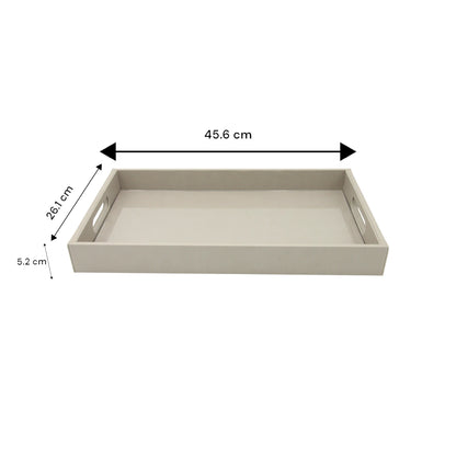 Damoo Black Faux Leather Serving Tray with Handles – Rectangular Organizer Tray for Kitchen, Office, Coffee Table, or Bathroom - Damoo