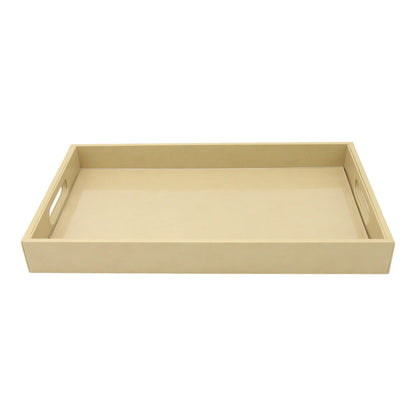 Damoo Black Faux Leather Serving Tray with Handles – Rectangular Organizer Tray for Kitchen, Office, Coffee Table, or Bathroom - Damoo