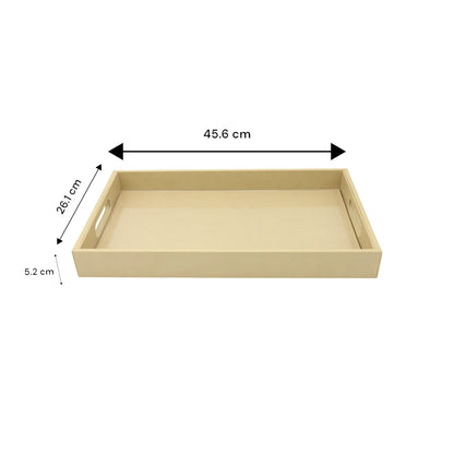 Damoo Black Faux Leather Serving Tray with Handles – Rectangular Organizer Tray for Kitchen, Office, Coffee Table, or Bathroom - Damoo