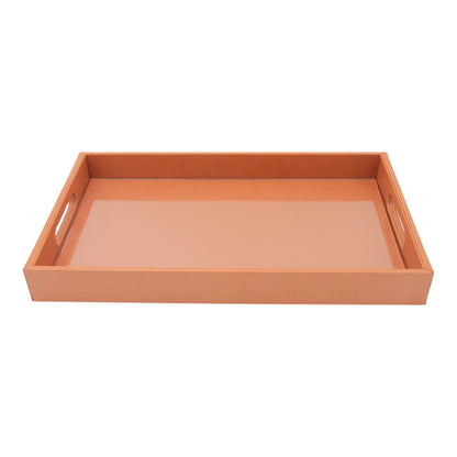 Damoo Black Faux Leather Serving Tray with Handles – Rectangular Organizer Tray for Kitchen, Office, Coffee Table, or Bathroom - Damoo