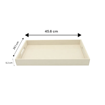 Damoo Black Faux Leather Serving Tray with Handles – Rectangular Organizer Tray for Kitchen, Office, Coffee Table, or Bathroom - Damoo