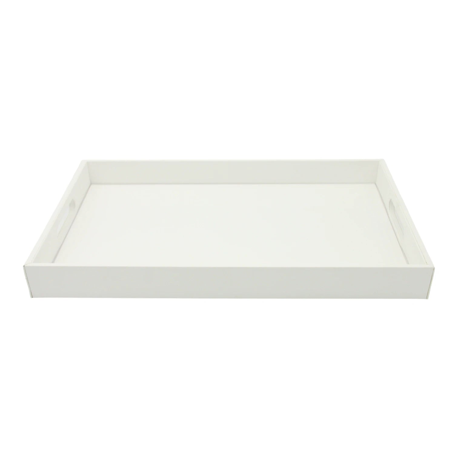 Damoo Black Faux Leather Serving Tray with Handles – Rectangular Organizer Tray for Kitchen, Office, Coffee Table, or Bathroom - Damoo