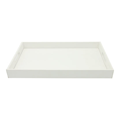 Damoo Black Faux Leather Serving Tray with Handles – Rectangular Organizer Tray for Kitchen, Office, Coffee Table, or Bathroom - Damoo