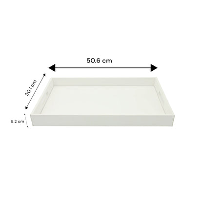 Damoo Black Faux Leather Serving Tray with Handles – Rectangular Organizer Tray for Kitchen, Office, Coffee Table, or Bathroom - Damoo