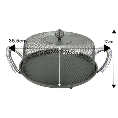 Damoo Black Metal Mesh Food Cover Tray with Handles – Decorative Dome Lid Snack Display for Fruits, Pastries, Desserts & Outdoor Serving Protection - Damoo
