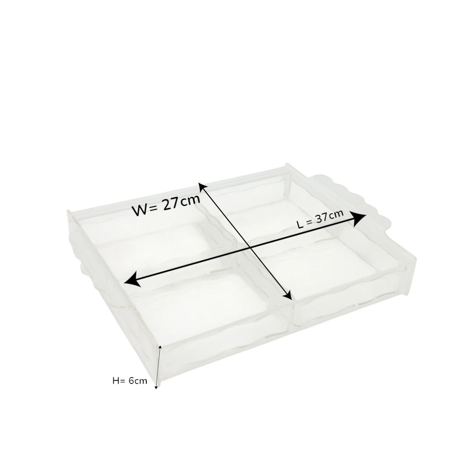 Damoo Clear Acrylic Compartment Tray with Lid – 4-Section Organizer Box for Sweets, Dates, Spices & Accessories – Durable, Elegant Display with Flip Lid Cover - Damoo