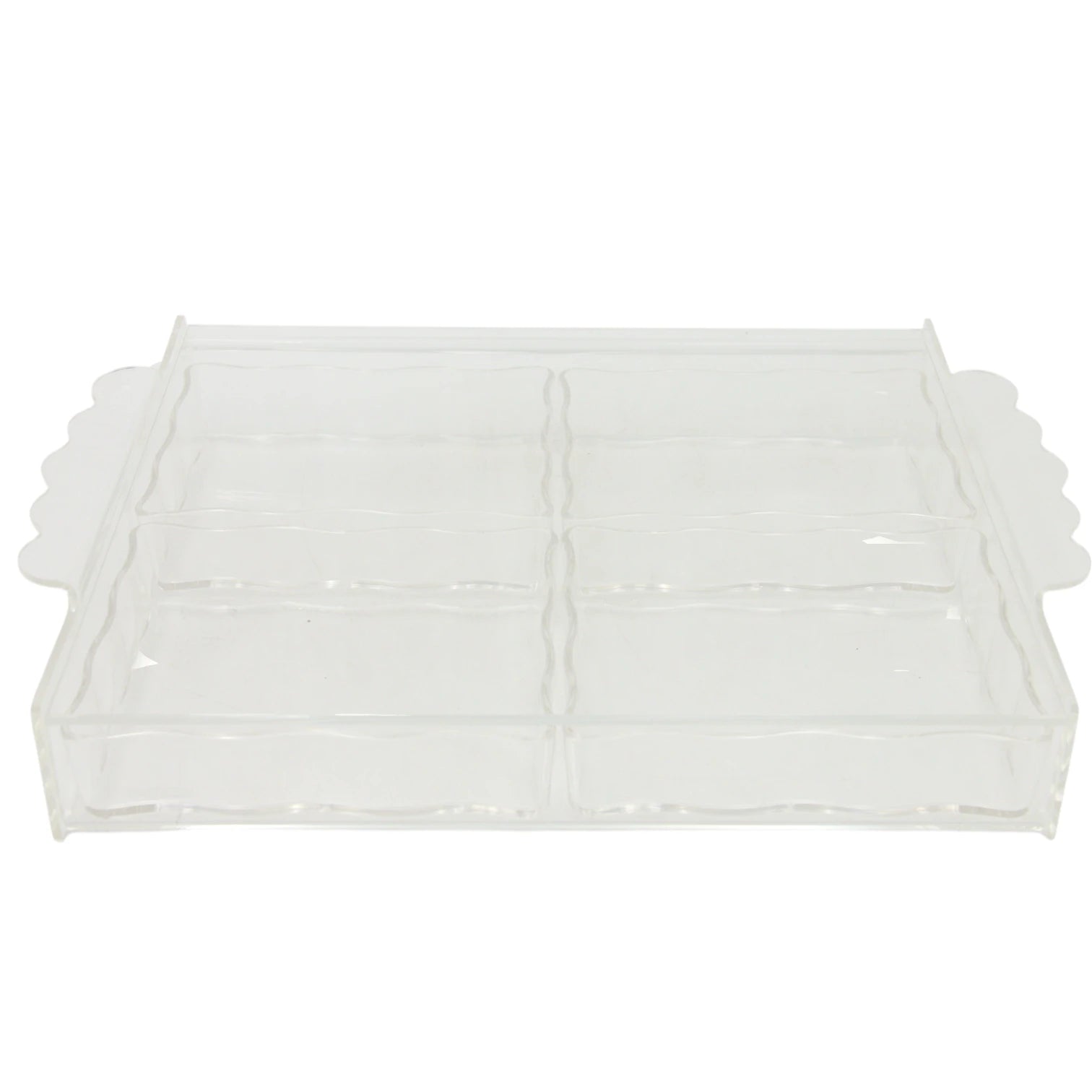 Damoo Clear Acrylic Compartment Tray with Lid – 4-Section Organizer Box for Sweets, Dates, Spices & Accessories – Durable, Elegant Display with Flip Lid Cover - Damoo