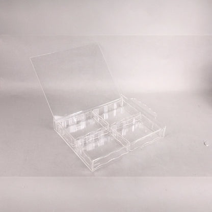 Damoo Clear Acrylic Compartment Tray with Lid – 4-Section Organizer Box for Sweets, Dates, Spices & Accessories – Durable, Elegant Display with Flip Lid Cover - Damoo