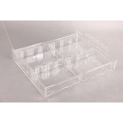 Damoo Clear Acrylic Compartment Tray with Lid – 4-Section Organizer Box for Sweets, Dates, Spices & Accessories – Durable, Elegant Display with Flip Lid Cover - Damoo