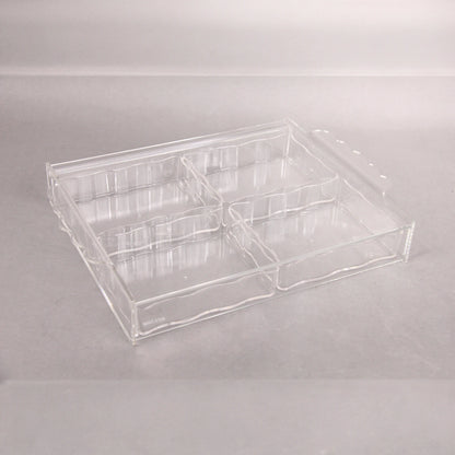 Damoo Clear Acrylic Compartment Tray with Lid – 4-Section Organizer Box for Sweets, Dates, Spices & Accessories – Durable, Elegant Display with Flip Lid Cover - Damoo