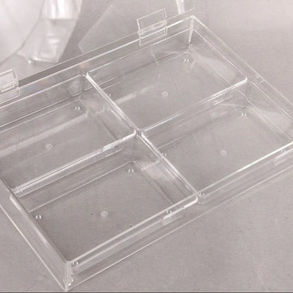 Damoo Clear Acrylic Compartment Tray with Lid – 4-Section Organizer Box for Sweets, Dates, Spices & Accessories – Durable, Elegant Display with Flip Lid Cover - Damoo