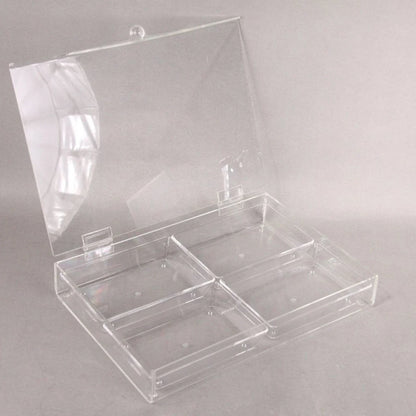 Damoo Clear Acrylic Compartment Tray with Lid – 4-Section Organizer Box for Sweets, Dates, Spices & Accessories – Durable, Elegant Display with Flip Lid Cover - Damoo
