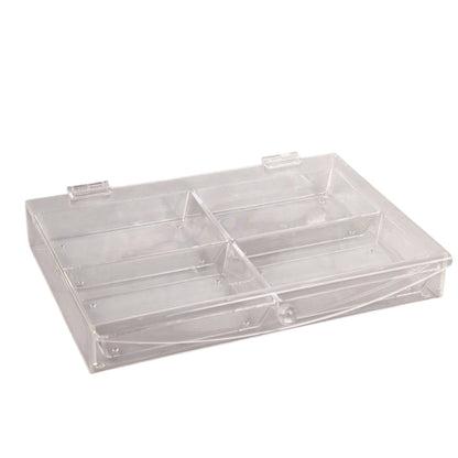 Damoo Clear Acrylic Compartment Tray with Lid – 4-Section Organizer Box for Sweets, Dates, Spices & Accessories – Durable, Elegant Display with Flip Lid Cover - Damoo