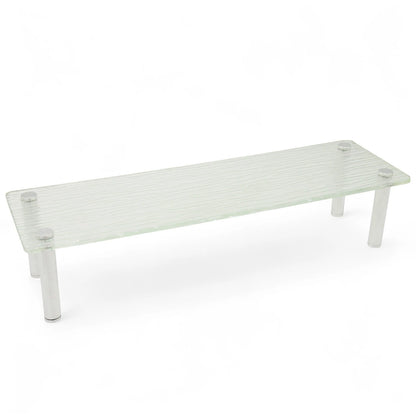 Damoo Glass Display Riser Stand Texture and Chrome Legs – Durable Modern Shelf for Retail, Dessert, and Home Organization by Damoo - Damoo