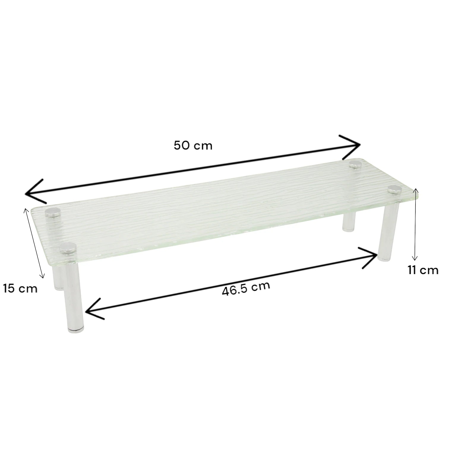 Damoo Glass Display Riser Stand Texture and Chrome Legs – Durable Modern Shelf for Retail, Dessert, and Home Organization by Damoo - Damoo