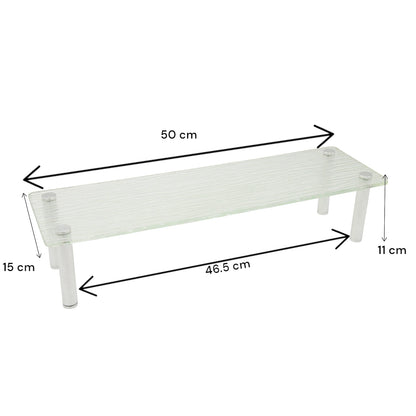 Damoo Glass Display Riser Stand Texture and Chrome Legs – Durable Modern Shelf for Retail, Dessert, and Home Organization by Damoo - Damoo
