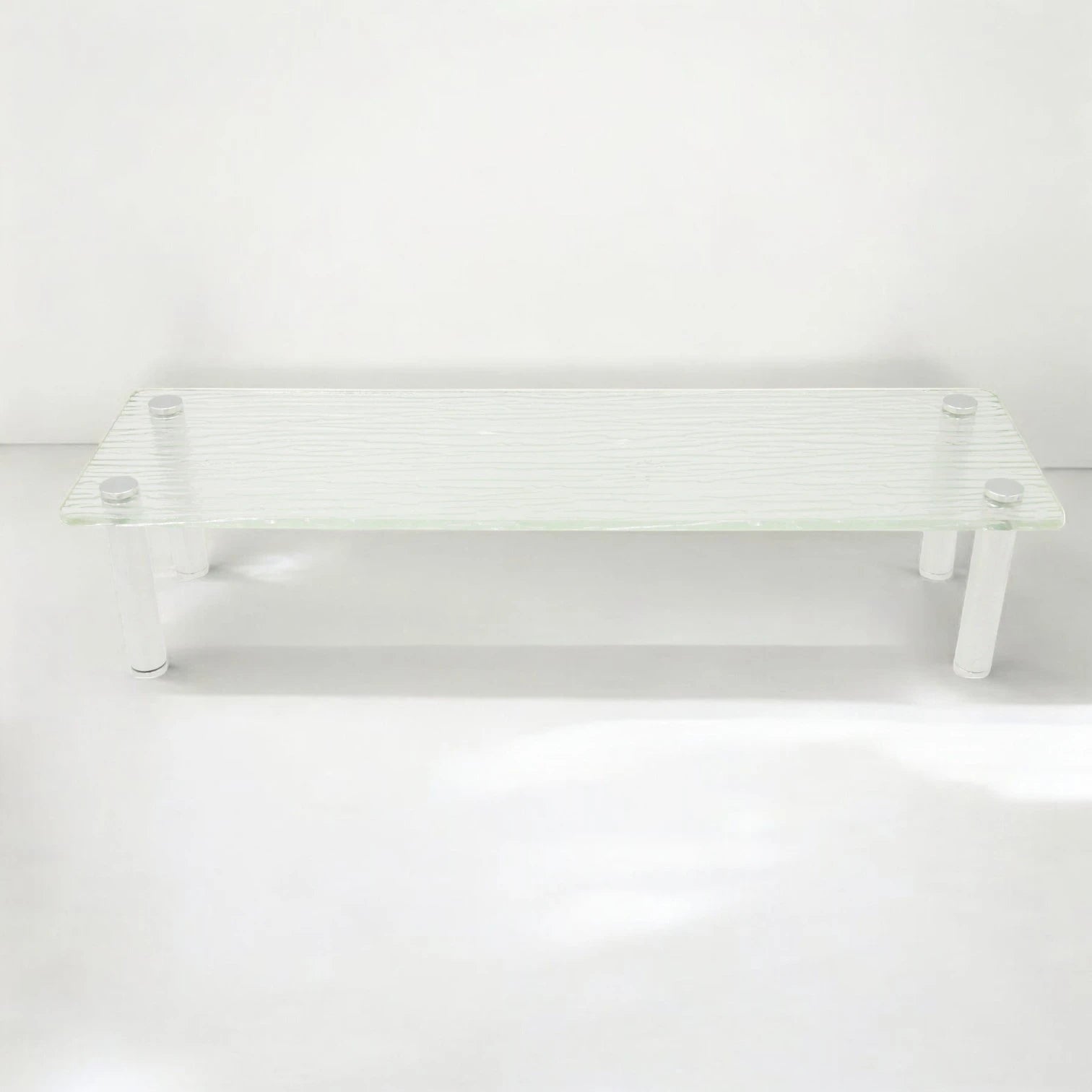 Damoo Glass Display Riser Stand Texture and Chrome Legs – Durable Modern Shelf for Retail, Dessert, and Home Organization by Damoo - Damoo
