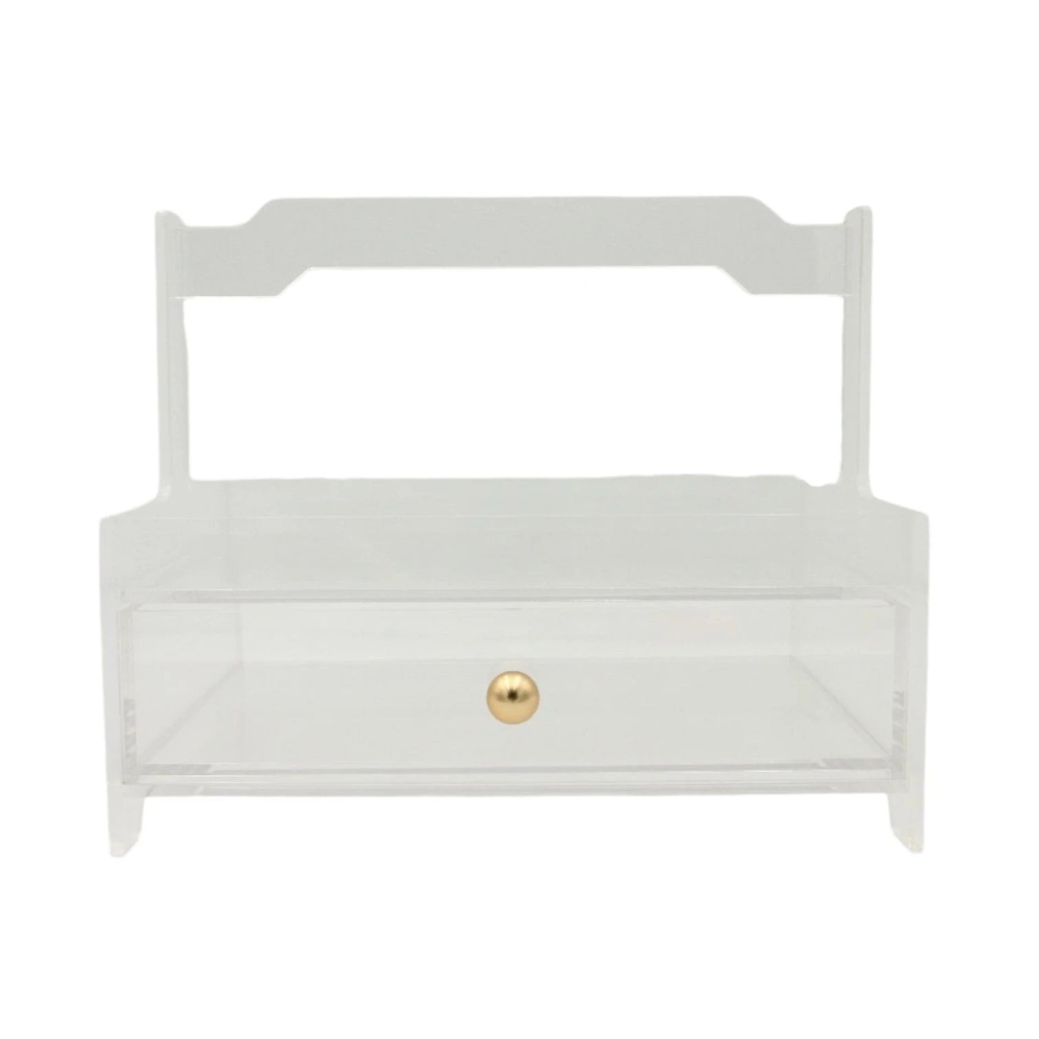 Damoo Clear Acrylic Organizer Tray with 1 Drawers & Gold Handles – Elegant Storage for Makeup, Jewelry & Vanity Décor - Damoo