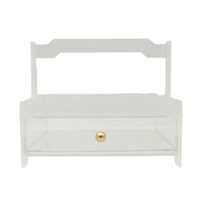 Damoo Clear Acrylic Organizer Tray with 1 Drawers & Gold Handles – Elegant Storage for Makeup, Jewelry & Vanity Décor - Damoo