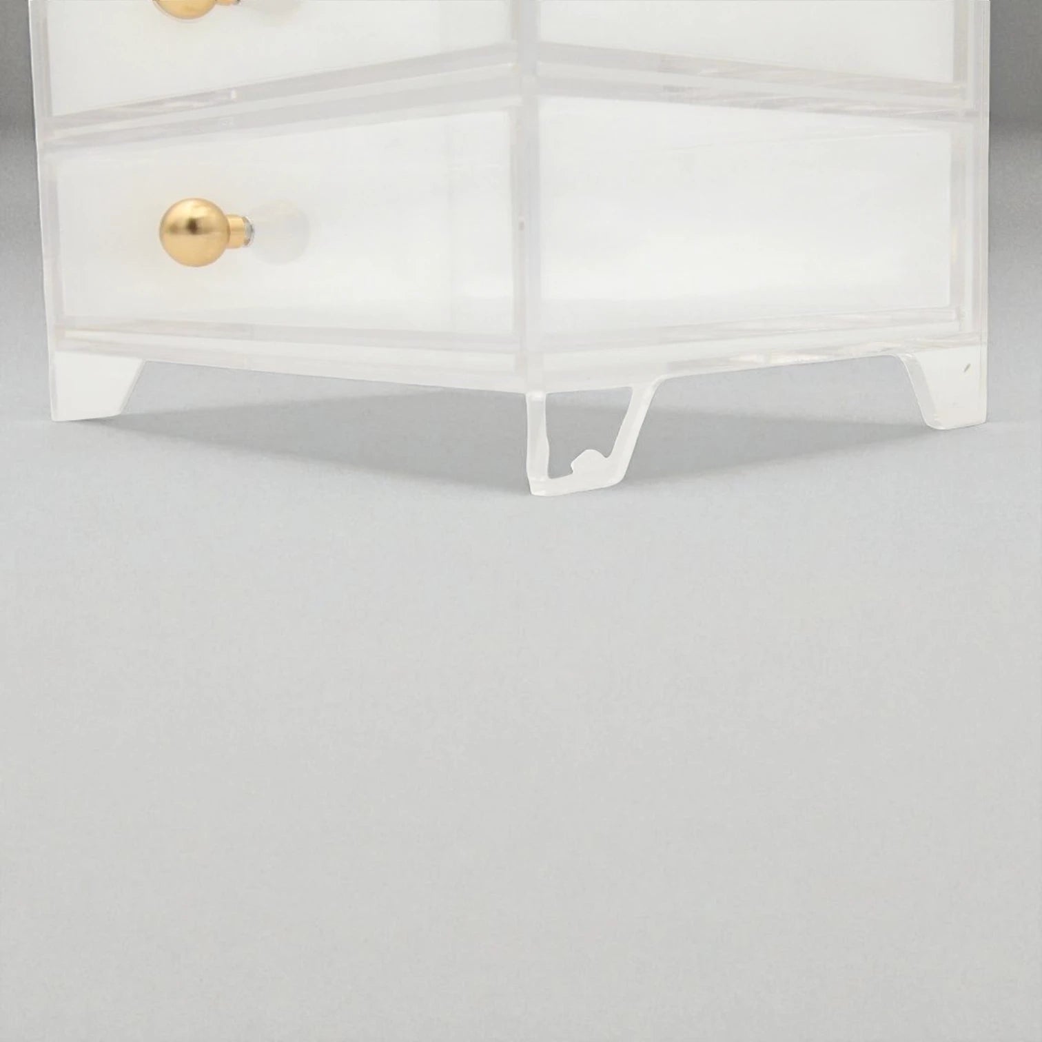Damoo Clear Acrylic Organizer Tray with 2 Drawers & Gold Handles – Elegant Storage for Makeup, Jewelry & Vanity Décor - Damoo