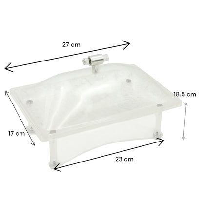Damoo Clear Acrylic Snack Plate with Lid – Modern Covered Serving Box for Dates, Chocolates, Nuts, and Sweets – Elegant Tabletop Organizer for Ramadan, Eid, and Home Entertaining - Damoo