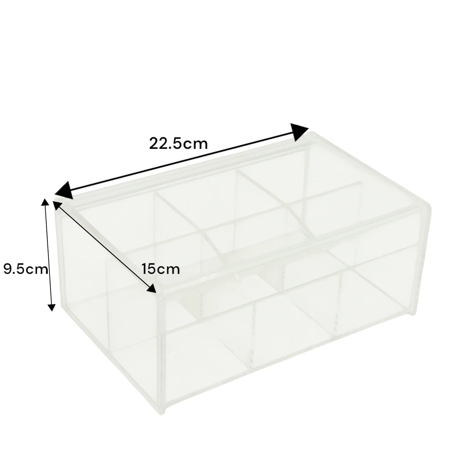 Damoo Clear Acrylic Tea Bag Organizer Box with Lid – 8-Compartment Transparent Tea Chest for Tea Tags, Sachets & Office or Home Use - Damoo