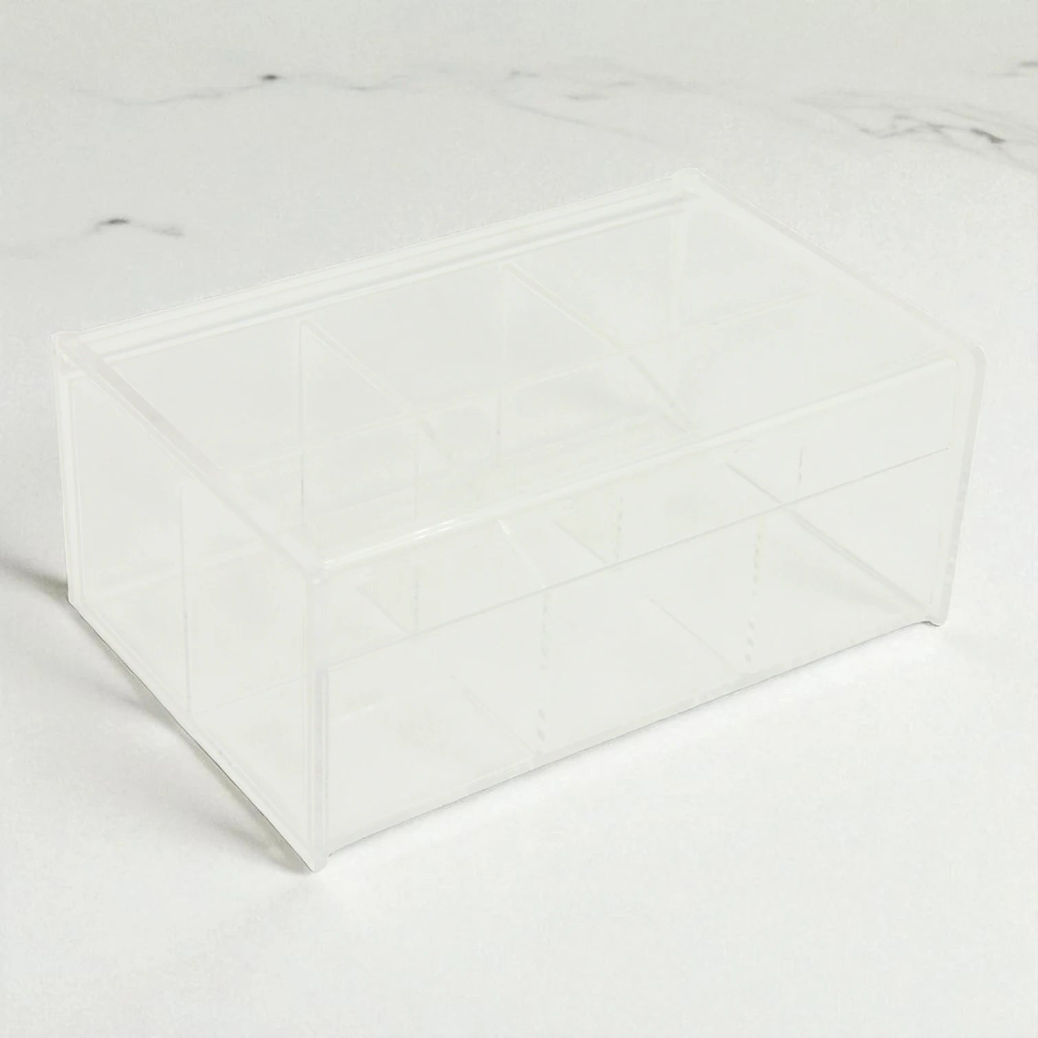 Damoo Clear Acrylic Tea Bag Organizer Box with Lid – 8-Compartment Transparent Tea Chest for Tea Tags, Sachets & Office or Home Use - Damoo