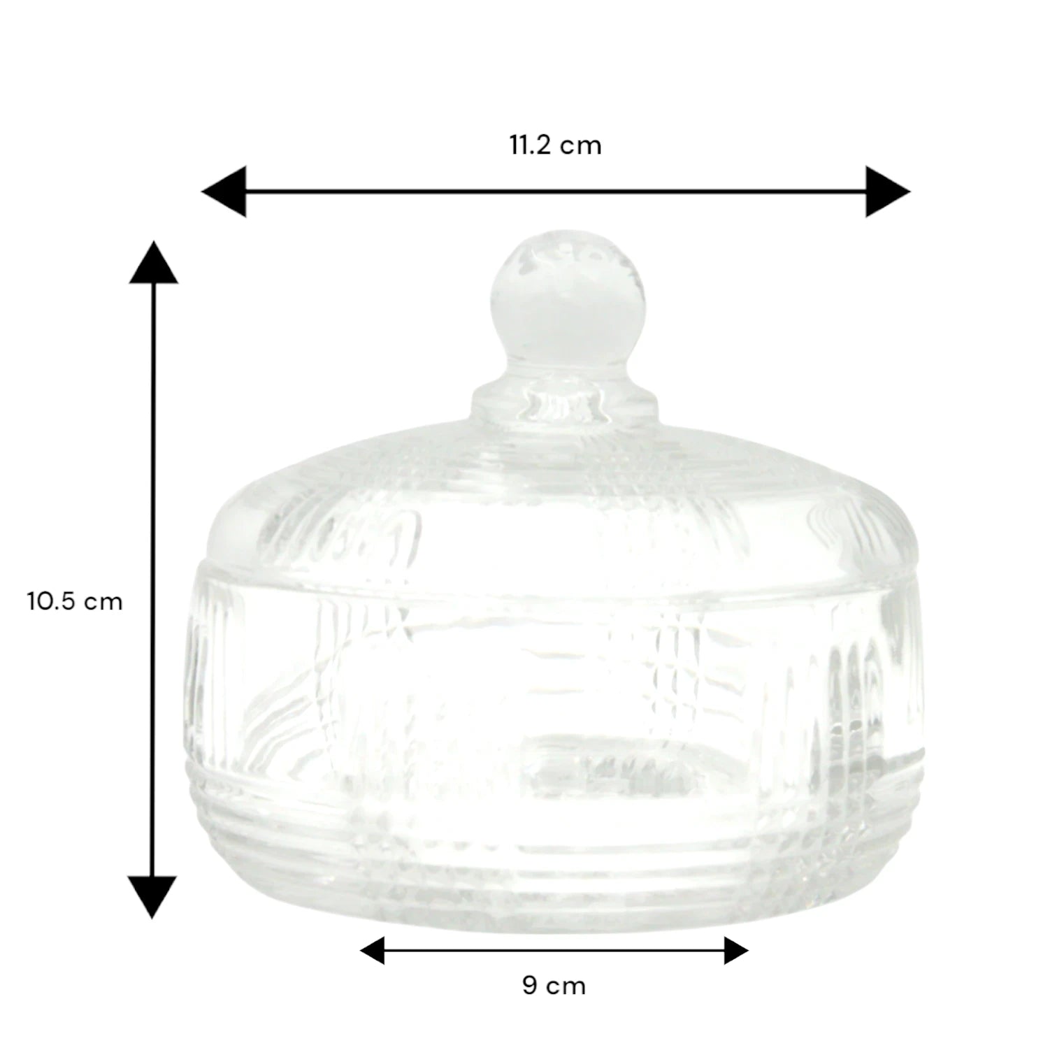 Damoo Clear Diamond Cut Glass Candy Jar with Lid – Elegant Covered Bowl for Sweets, Nuts & Decor | Crystal-Style Candy Pot for Wedding, Home, or Office Use - Damoo