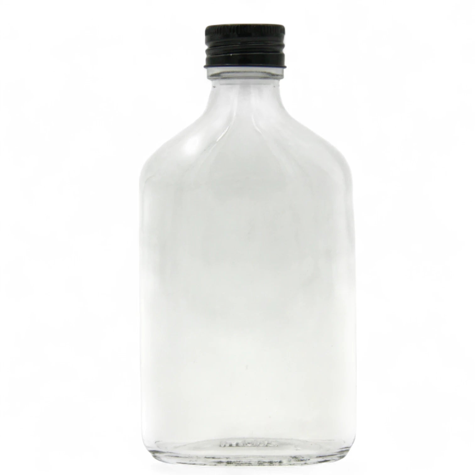 Damoo Clear Glass Bottle with Black Screw Cap – 200ml Reusable Flask-Style Container for Oils, Beverages, Syrups & Crafts - Damoo